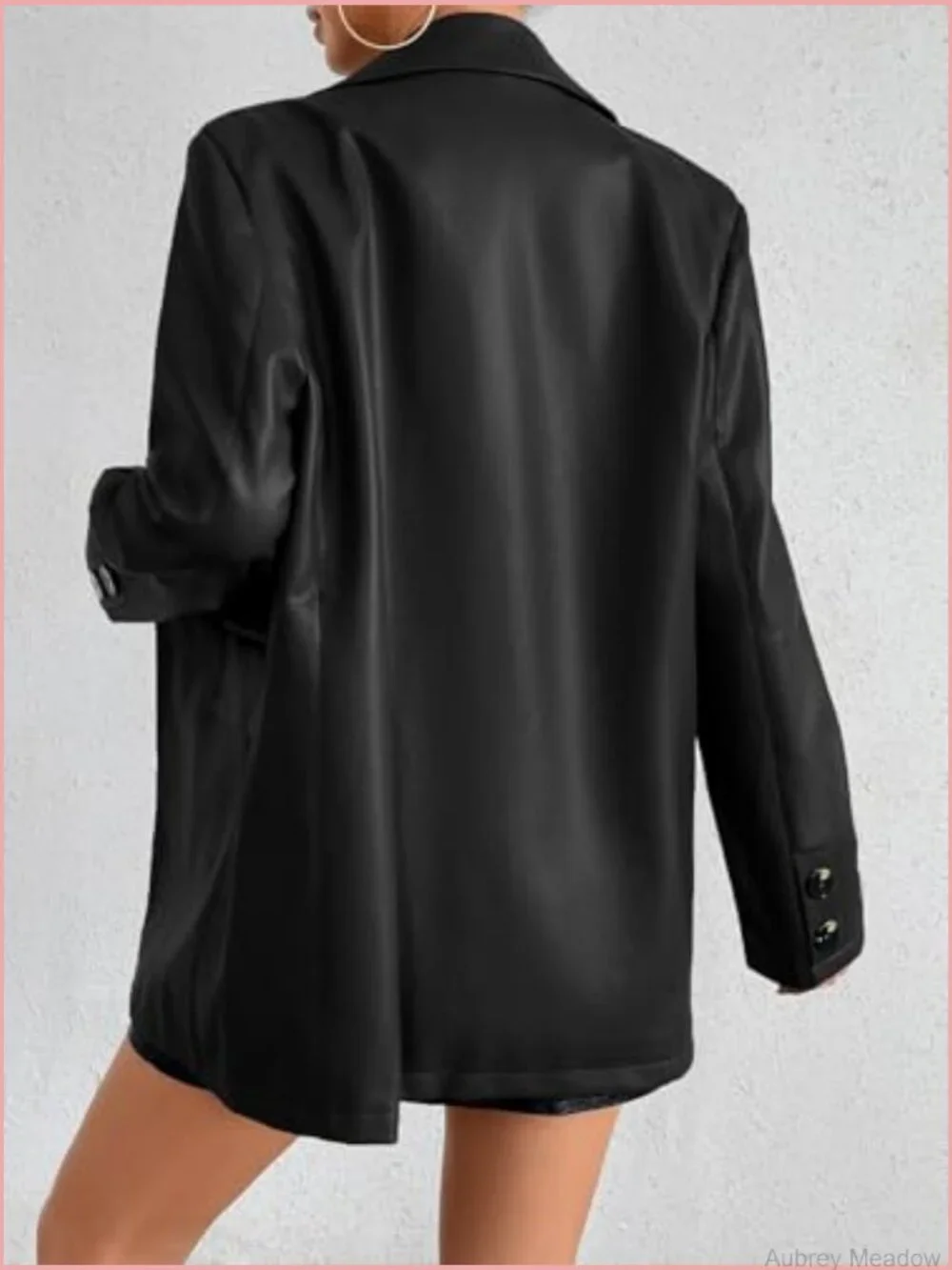 Faux Leather Blazer Jacket Moto Biker Coat Button Slim Fit